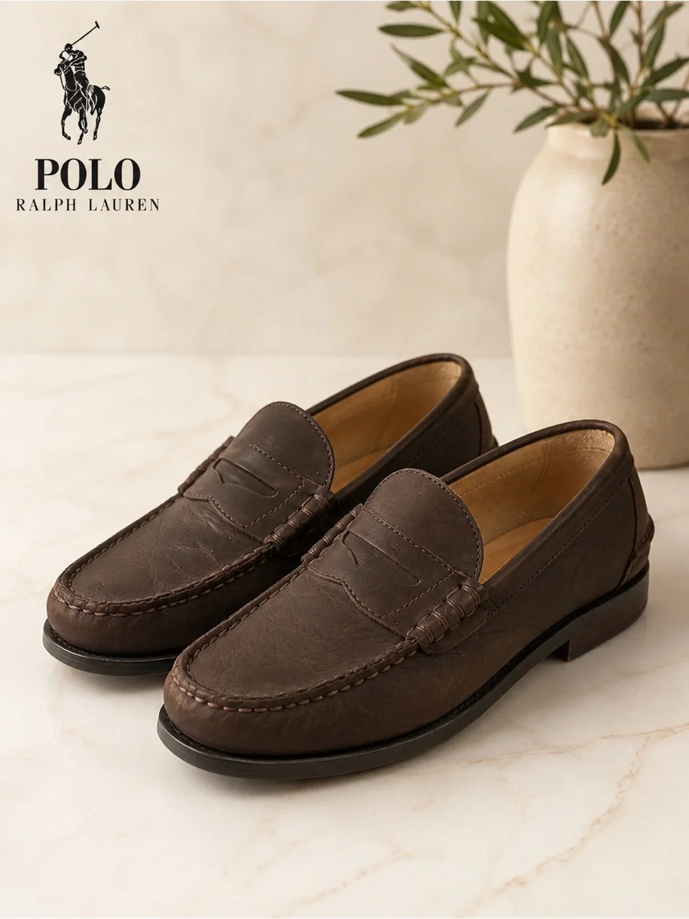 Polo by Ralph Lauren Dark Brown Leather Penny Loafers